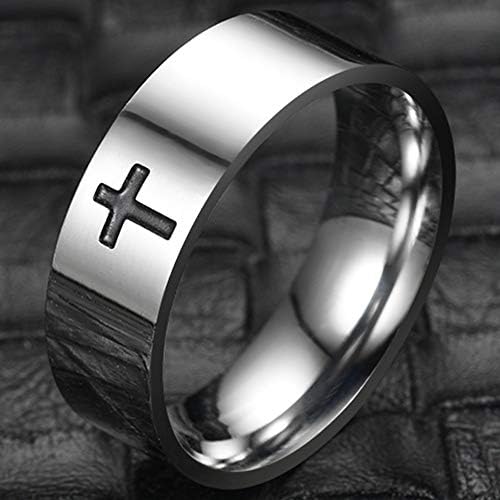 Jude Jewelers 8mm Nerđajući čelik klasični jednostavan običan hrišćanski krst religiozni prsten za vjenčanje