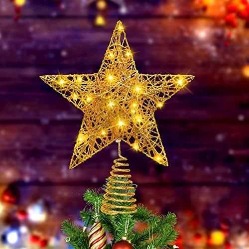 Toppers božićnog drvca, sjajni zvjezdani stablo se osvijetljen sa 20 LED svjetla za ukrase Xmas