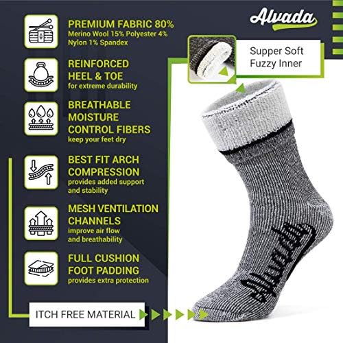 Alvada Merino vuna hiking Socks Thermal Warm Crew zimska čizma čarapa za muškarce & amp ;žene 3 parovi