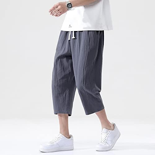 Muške kapri pantalone za dječake lagane labave 3/4 kratke hlače s vezicama elastični struk široke široke pantalone