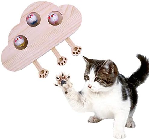 FEGOCLT mačke zadirkuju igračku čvrste drvene slagalice interaktivne mačke igračke u obliku oblaka lutku hrčka