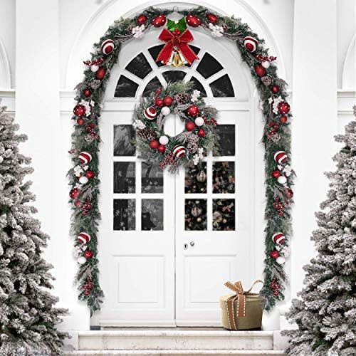Valery Madelyn Božićni dekor za kućnu vrijednost Bundle | Tradicionalni crveni bijeli kuglica od 24 mm Xmas