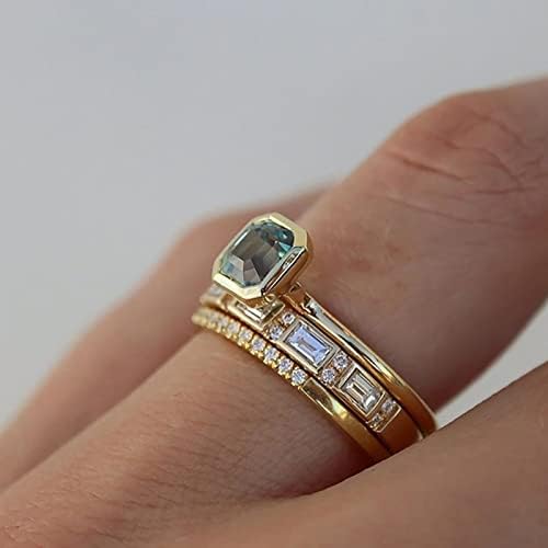2023 Novi kreativni moderni i ženski prsten umetnuti trodijelni kristalni pozlaćeni plavi morski prstenovi