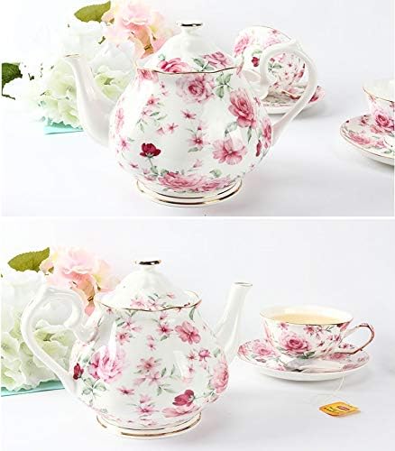 BTaT-lonac za čaj, čajnik, Porculanski čajnik, 38 oz, cvjetni čajnik, koštani Kineski čajnik za Set za čaj, keramički