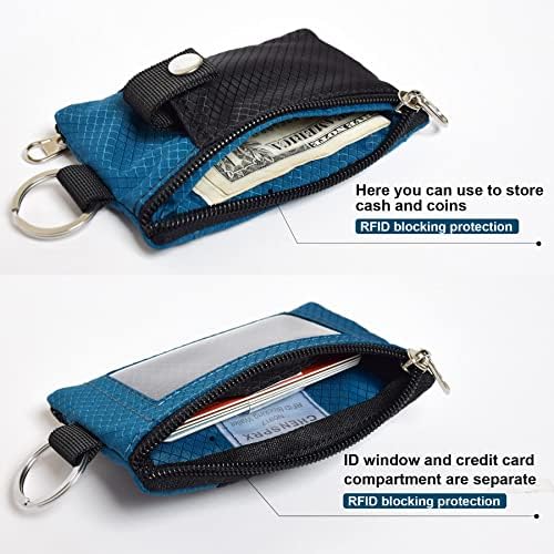 CHENSPRX minimalistički RFID Blokiranje mali novčanik sa ID prozor,WaterResistant Zip Id Case novčanik sa