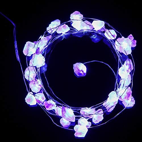 Frienda ljubičasto Ametistsko svjetlo za žice 10ft 40 LED kristalni kamen fluorit, baterija napajana