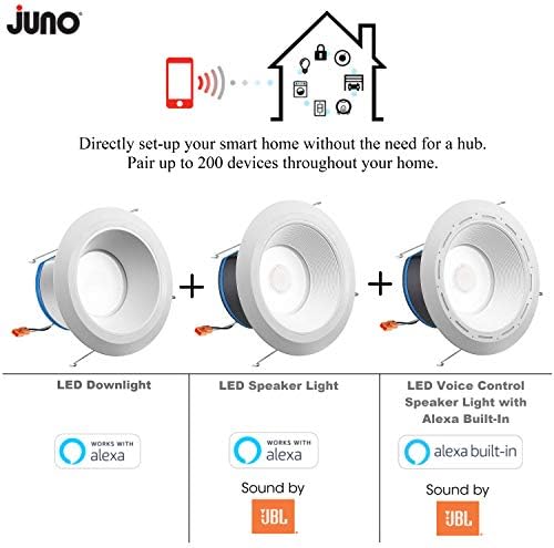 Juno rasvjeta 6-inčni Juno AI Smart Light boja podesiva za temperaturu LED Retrofit Ugradni JBL zvučnik Downlight,