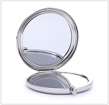 FSYSM srebro okruglo sklopivo prijenosno ogledalo za šminkanje prijenosno malo ogledalo za djevojke