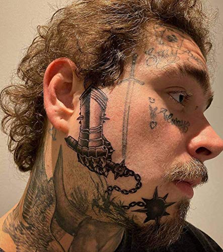 Ažurirano 2021 Posty Malone Inspirirano Set za tetovaže za lice / vrat - Nove tetovaže - uključeni