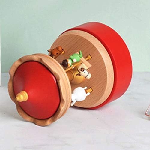 YFQHDD Merry-Go-Round Box Geometric Music Poklon Unisex Drveni božićni konj karusel