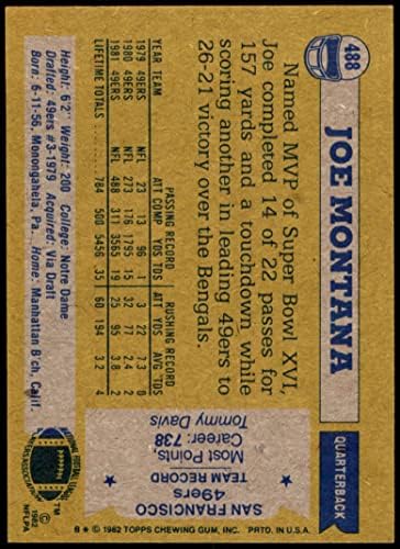 1982 TOPPS 488 Joe Montana San Francisco 49ers NM 49ers Notre Dame