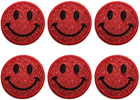 6 kom Glitter Smiley lice vezene zakrpe samoljepljive šivati ​​na Applique Patch za odjeću ručni