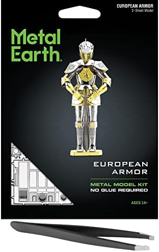 Metalne zemlje fascinacije Evropski viteški oklop 3d metalni model komplet s pincetom