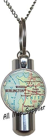AllMapsupplier modna kremacija urn ogrlica, Burlington Karta kremacija urn ogrlica, Burlington Map urn, Burlington
