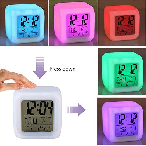 7 Coloralarm Clock LED digitalni sat Promjena svjetlosne noći užareno Dječje stolni sat Despertador