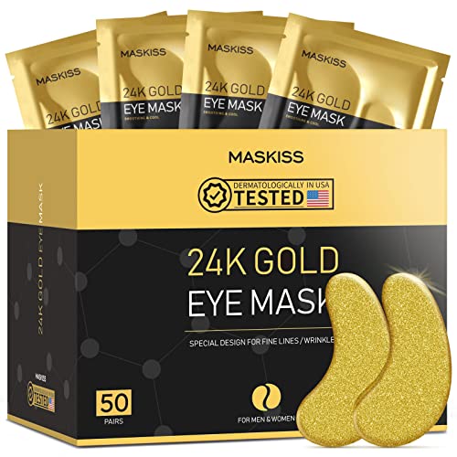 Maskiss 50-pari 24K zlato ispod zakrpa za oči, maska ​​za oči, zakrpe za oči za natečene oči,