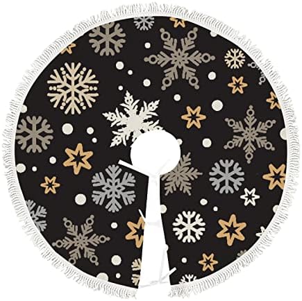 Xollar 48 inč Velika božićna suknja mat srebrni zlatni snježni pahulji, Xmas Dekoracije stabla za zimsku
