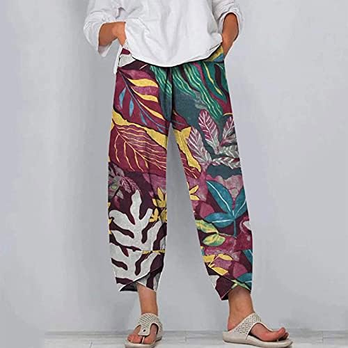 Xiloccer Capri pantalone za žene Pamučne platnene otiske hlače Ležerne prilike radne pantalone