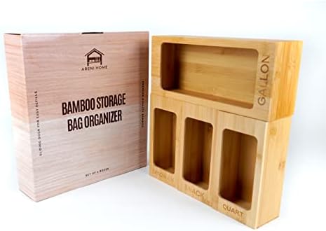 Areni home Storage bag Organizator za kuhinjske fioke-bambusove kutije Set od 4-kompatibilan sa Galonom, litrom,