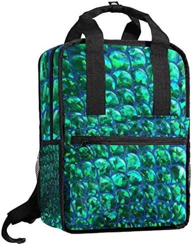 Tbouobt putni ruksak lagani laptop casual ruksak za žene muškarci, sirena tirkizne riblje skale