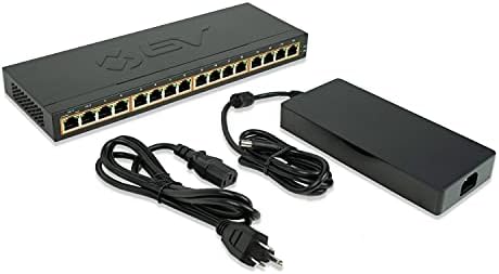 BV-TECH 16 portova + prekidač | 16 Gigabitni Ethernet portovi | 190W sa 2 Hi-POE priključka do