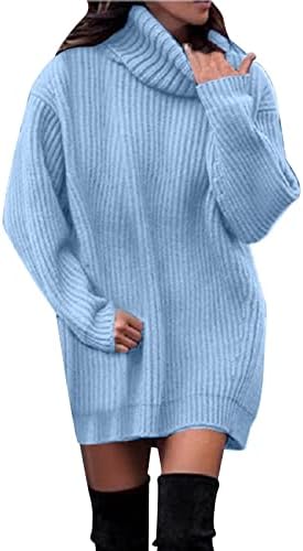 Kulywon Women Winter Turtleneck Pulover Puno boje Srednja duljina Pleteni džemper M 1