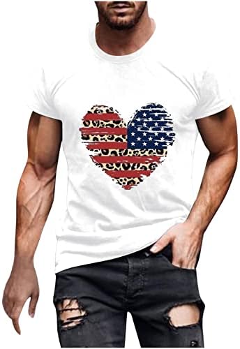 LCEPCY Slatka 4 srpnja za muškarce Američka zastava tiskana posada vrat kratkih rukava majica patriotske