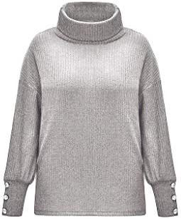 Dukseri za žene, lagani labavi ležerni dugi rukav slobodno pulover Trendi čvrsti vrhovi Tunic o vrat