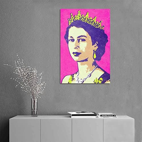 LME Kraljica Elizabeta II portret Pop platneni umjetnički Poster i zidna umjetnička slika Print moderni posteri za uređenje porodične spavaće sobe 12x18inch