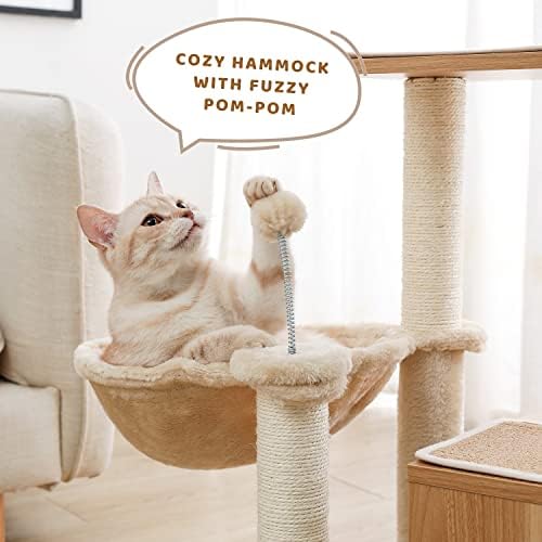 IULJH Cat Tree drveni višeslojni mačji strugač Tower Nest Cat penjački okvir udoban Condos verzija viseći