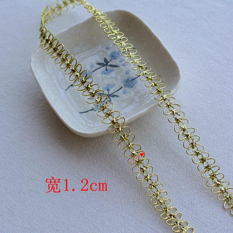 Niviora Hbsb 5 metara širina 1.2cm Zlatna navoja čipka tkanine tkanine pletene vrpce DIY CRAFT