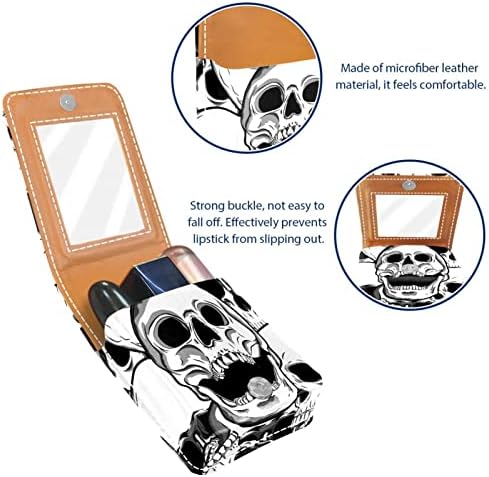 Mini ruž za usne sa ogledalom za torbicu, Halloween Horrible Skull Portable Case Holder organizacija