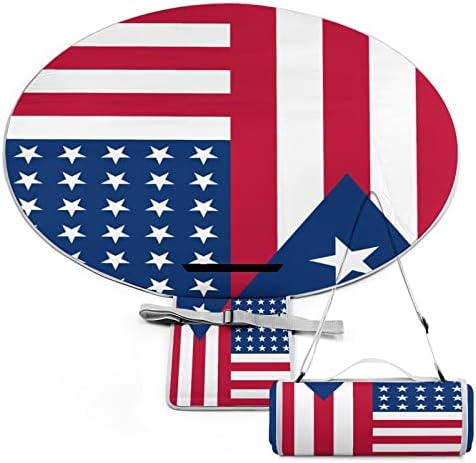 Portoriko okrugle ćebad za piknik sa američkom zastavom Velike vodootporne prostirke za plažu sklopive praktične