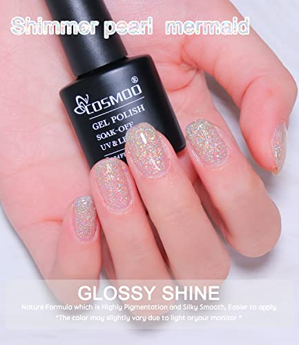 COSMOO Sliver Golden Glitter Gel lak za nokte Diamond Holographic Rainbow Glitter UV / LED Gel lak za