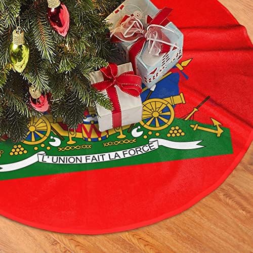 Suknja za božićnu drvcu, 30-48 inčni nacionalni amblem Haiti Tree Mat za božićne ukrase Ukrasi za odmor