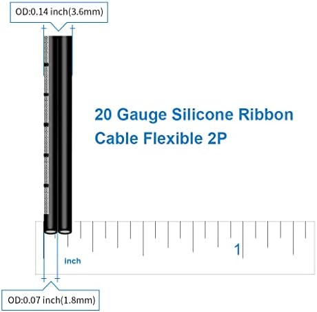 Bntechgo 20 Gauge Silikonski Trakasti kabl fleksibilan 2p Crni 20 ft ravni kabl 20 AWG Nasukana