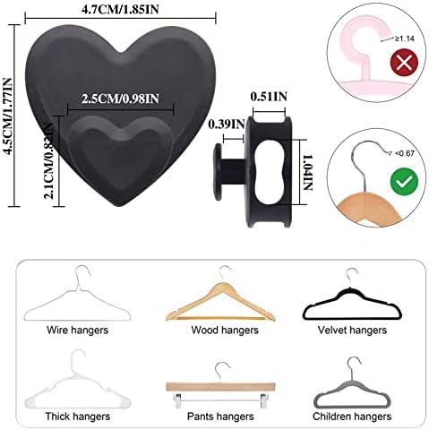 18pcs Hanger Hoods Space Saver, kuke za vješalice za odjeću, svemirski srčani oblikovani za vješalice kao