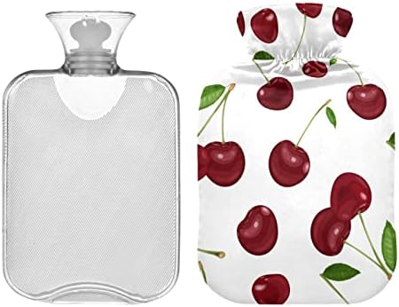 Flaše za toplu vodu sa poklopcem Red Cherry White vreća za toplu vodu za ublažavanje bolova,
