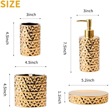 Zlatni Setovi pribora za kupatilo 4-dijelni keramički Poklon Set potrepštine za stan, uključuje