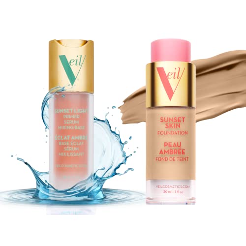Veil Cosmetics / 1 Sunset Skin Liquid Foundation + 1 Sunset Light 3-u-1 Primer | 2G | Buildable pokrivenost,