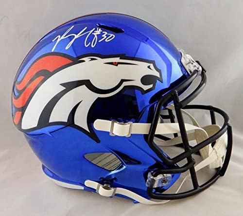 Phillip Lindsay sa autogramom Denver Broncos F / S hromirana kaciga-JSA W Auth *NFL kacige sa