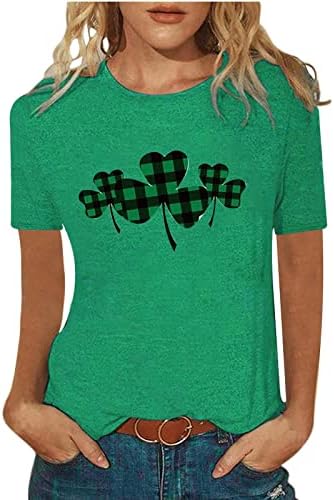 Dnevna majica St.Patrick za žene Shamrock bluza O vrata labave majice Thirts kratki rukav djetelina