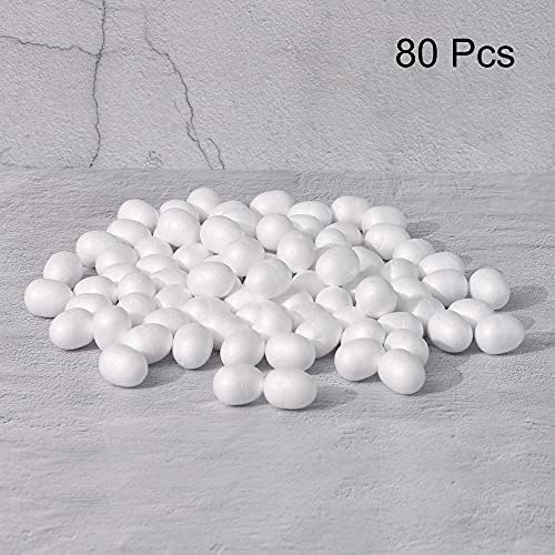 UXCell 80pcs bijela penala jaja 1,1 x 1,4 polistirene čvrste kuglice za jaja ukras, zanat i ručno
