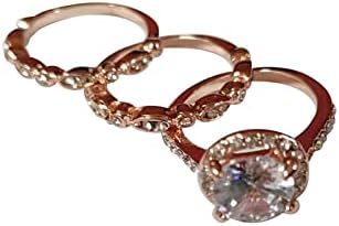 Dijamantni temperament Rose Gold 3 in1 prsten set okrugli Diaomond nakit Jednostavni prstenovi Nakit Pokloni