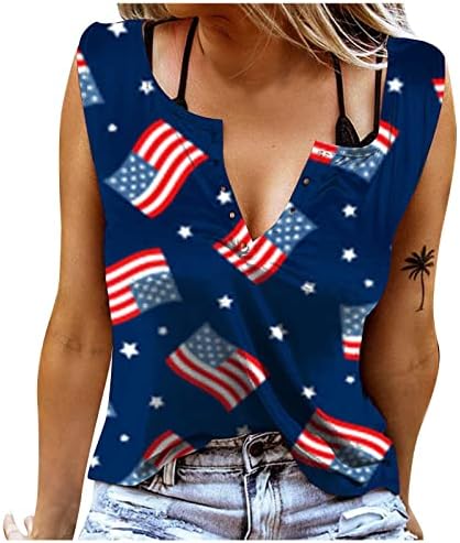 lcepcy Tank Top 4. jula Patriotske majice prsluk za žene američka zastava bez rukava ljetni