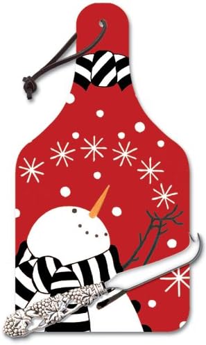 Sutraart snjegovića na crvenoj staklenoj ploči Big Sir sa nožma sira, 14-1 / 4-inčni