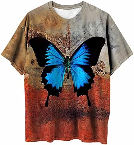 Ženski ljetni vrhovi Vintage kratki rukav leptir štampani Tshirt Tops Casual Loose Fit trendi bluza