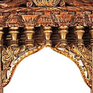 Zanatske Store Lord Radha Krishna & Om Poster slika u dekorativnom paun obliku Jharokha okvir