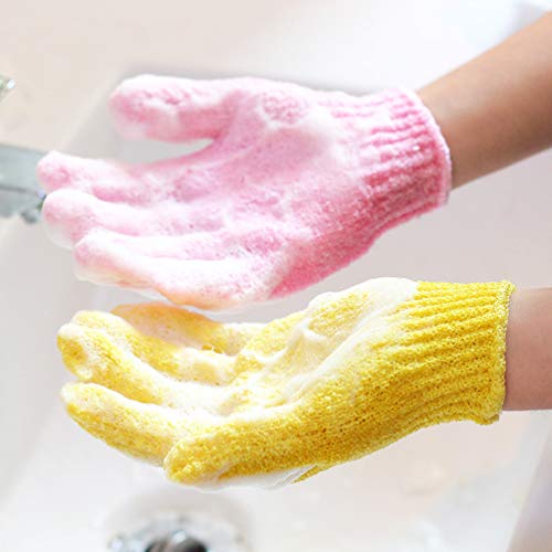 5 parova različite boje piling rukavice dvostrane rukavice s punim prstima obrišite ručnicu za ribanje