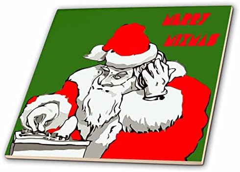 3drose Taiche - vektorska Umjetnost - Santa DJ - Merry Mixmas Božićna zabava Santa DJ-Tiles